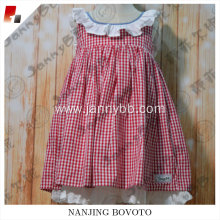 wholesale boutique red gingham lace dress